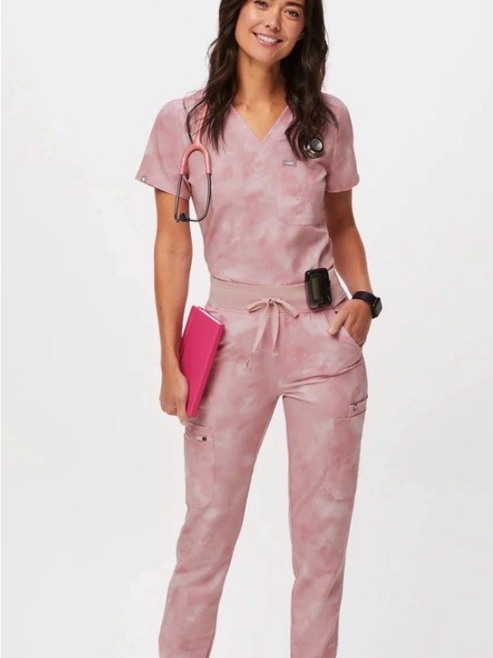 Figs Marbled Rose F Breast Cancer! Scrub set
